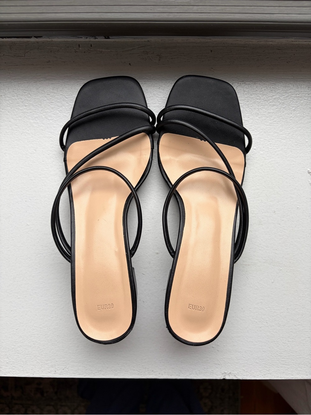 Women's Strappy Square-Toe Slide Sandals - Black